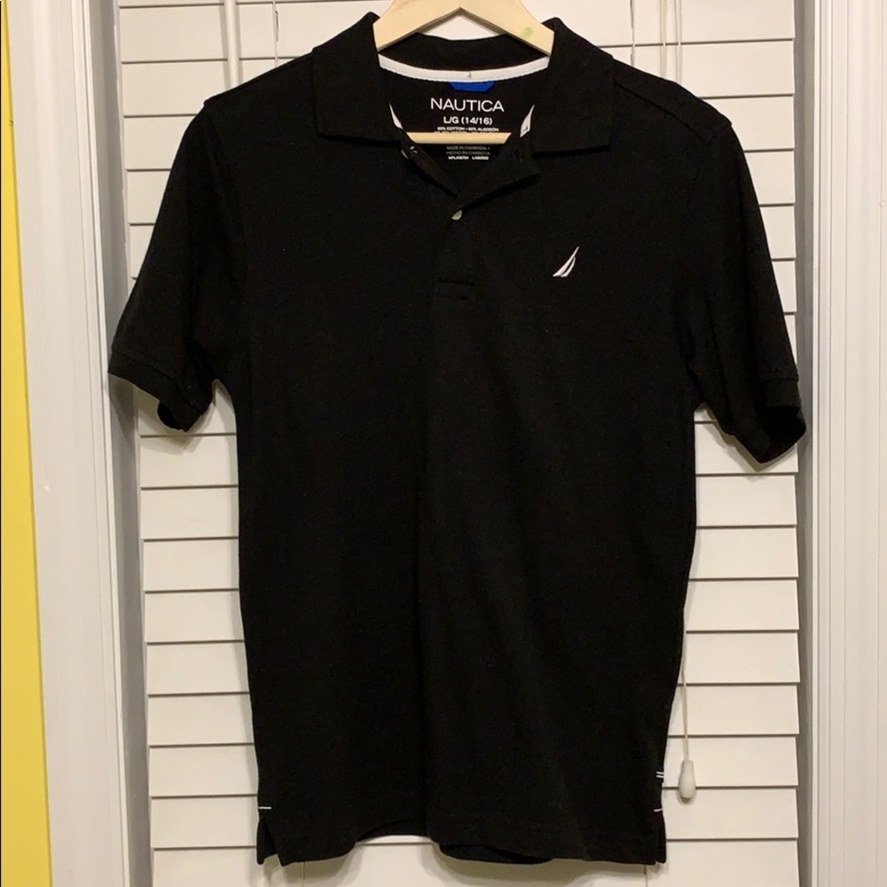 Nautica boys size large polo shirt- black